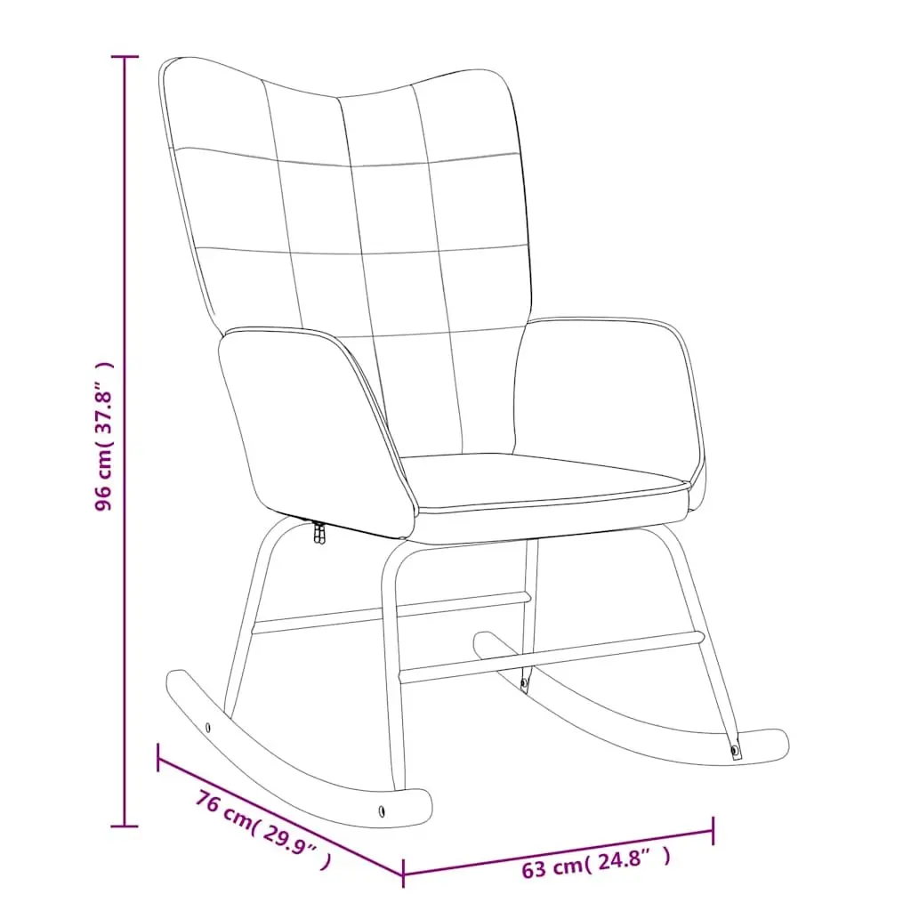 Rocking Chair Padded Foam Seat Steel Frame Wooden Rails Grey Fabric with Stool