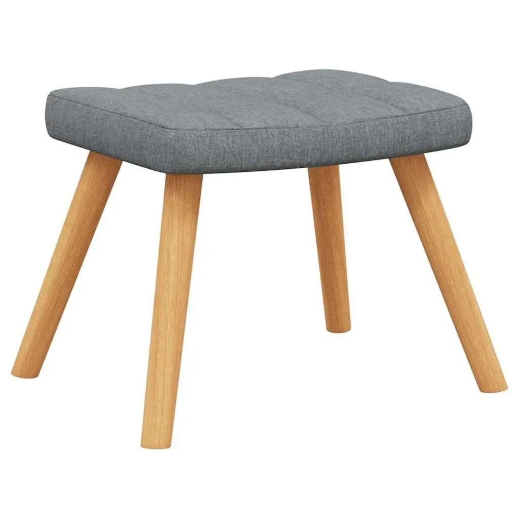 Rocking Chair Padded Foam Seat Steel Frame Wooden Rails Grey Fabric with Stool