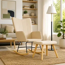 Comfortable Rocking Chair with Stool for Home Use
