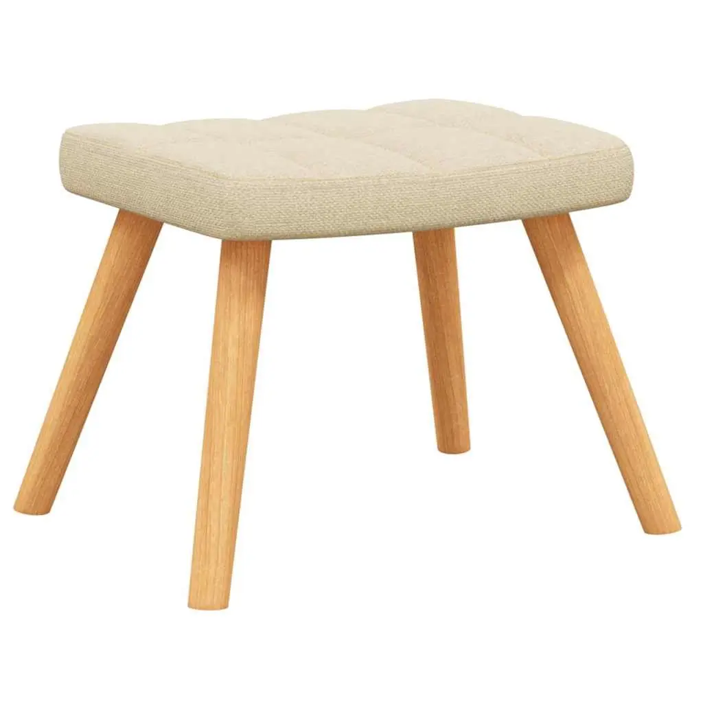 Rocking Chair Cream Fabric Padded Foam with Stool Steel Frame Wooden Rails