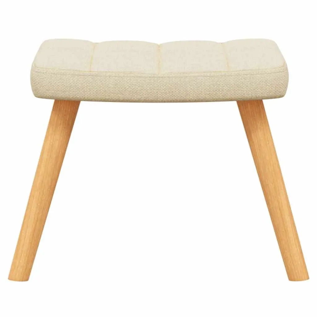 Rocking Chair Cream Fabric Padded Foam with Stool Steel Frame Wooden Rails