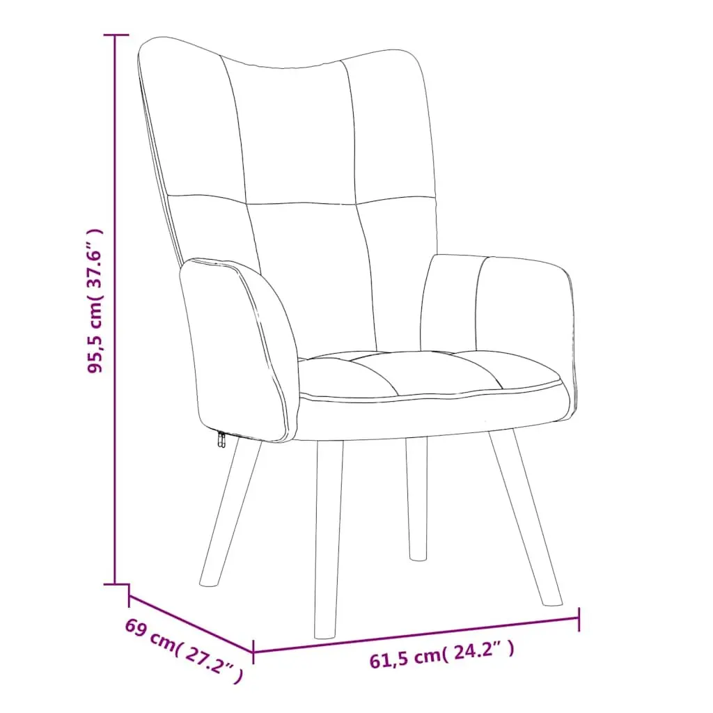 Armchair Velvet Light Grey with Stool