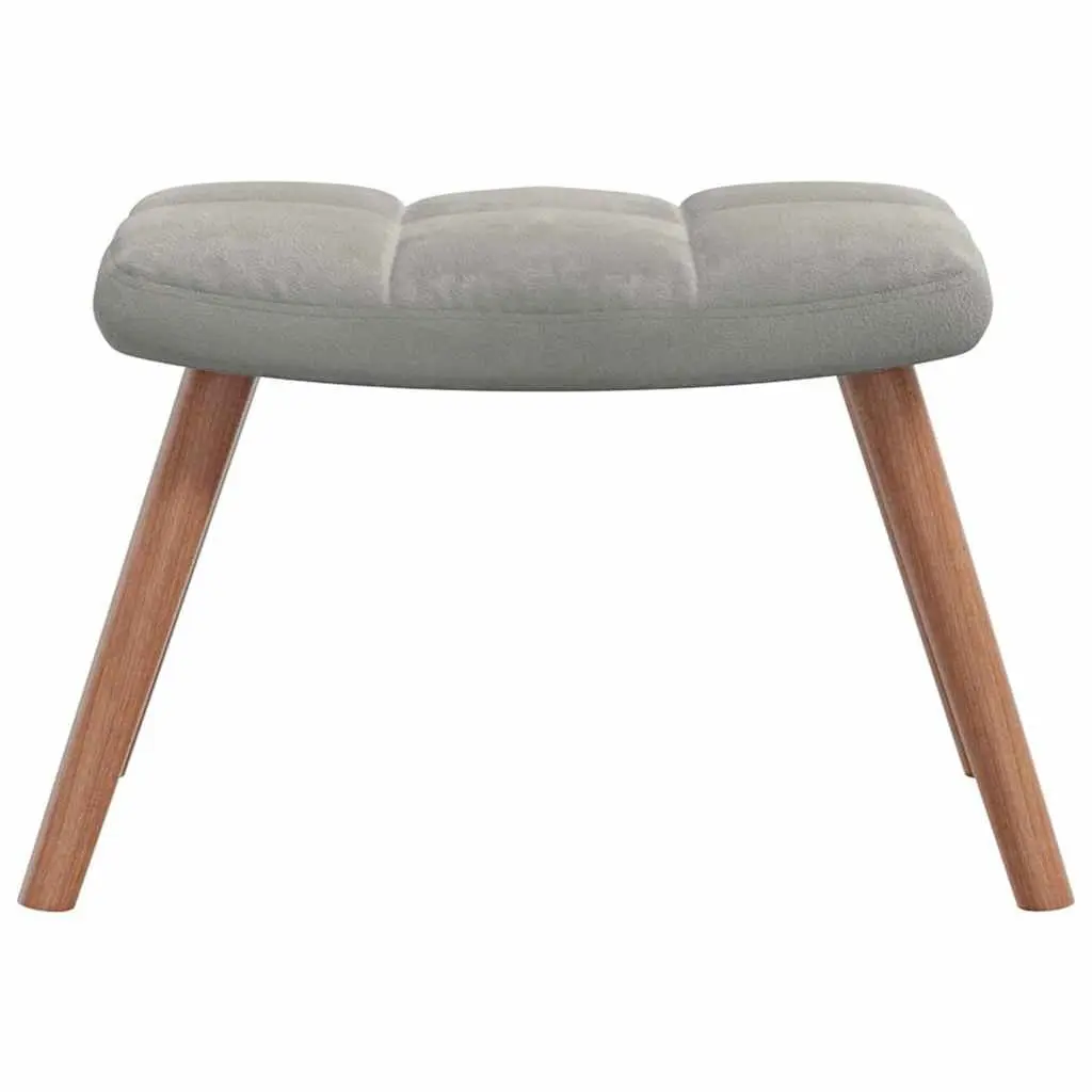 Armchair Velvet Light Grey with Stool