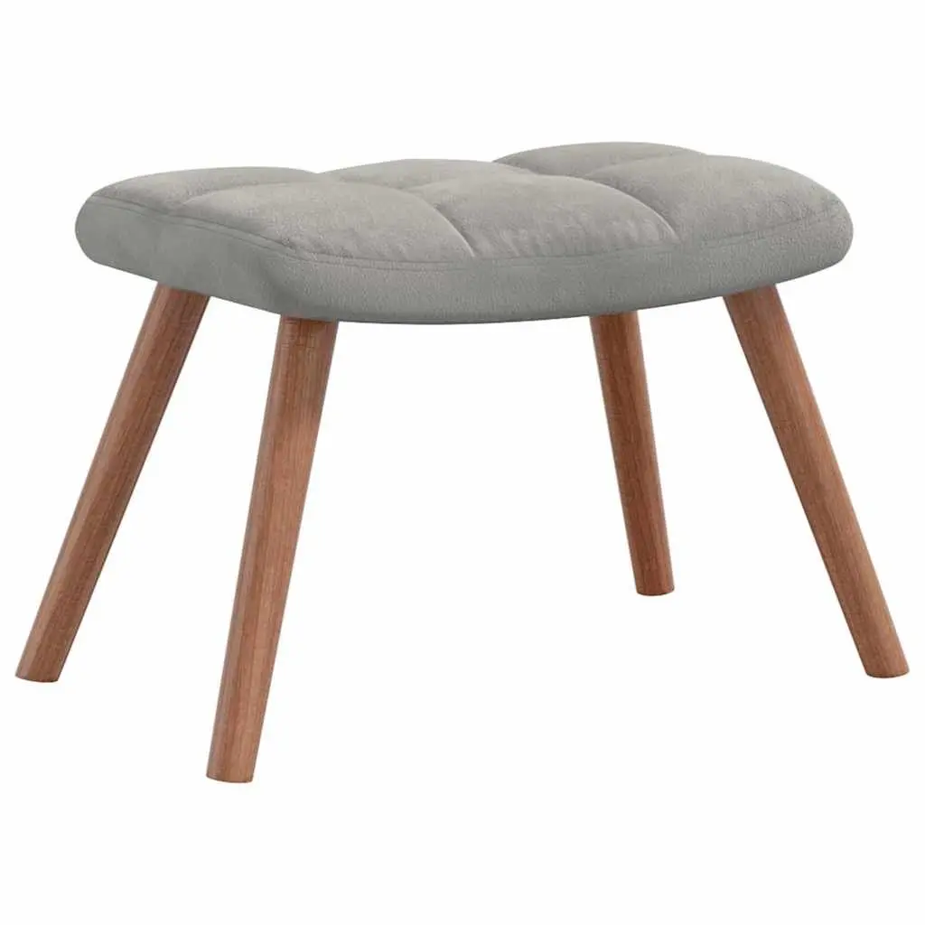 Armchair Velvet Light Grey with Stool