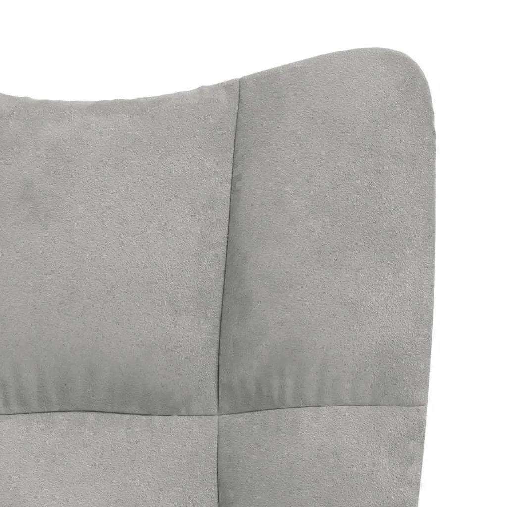 Armchair Velvet Light Grey with Stool