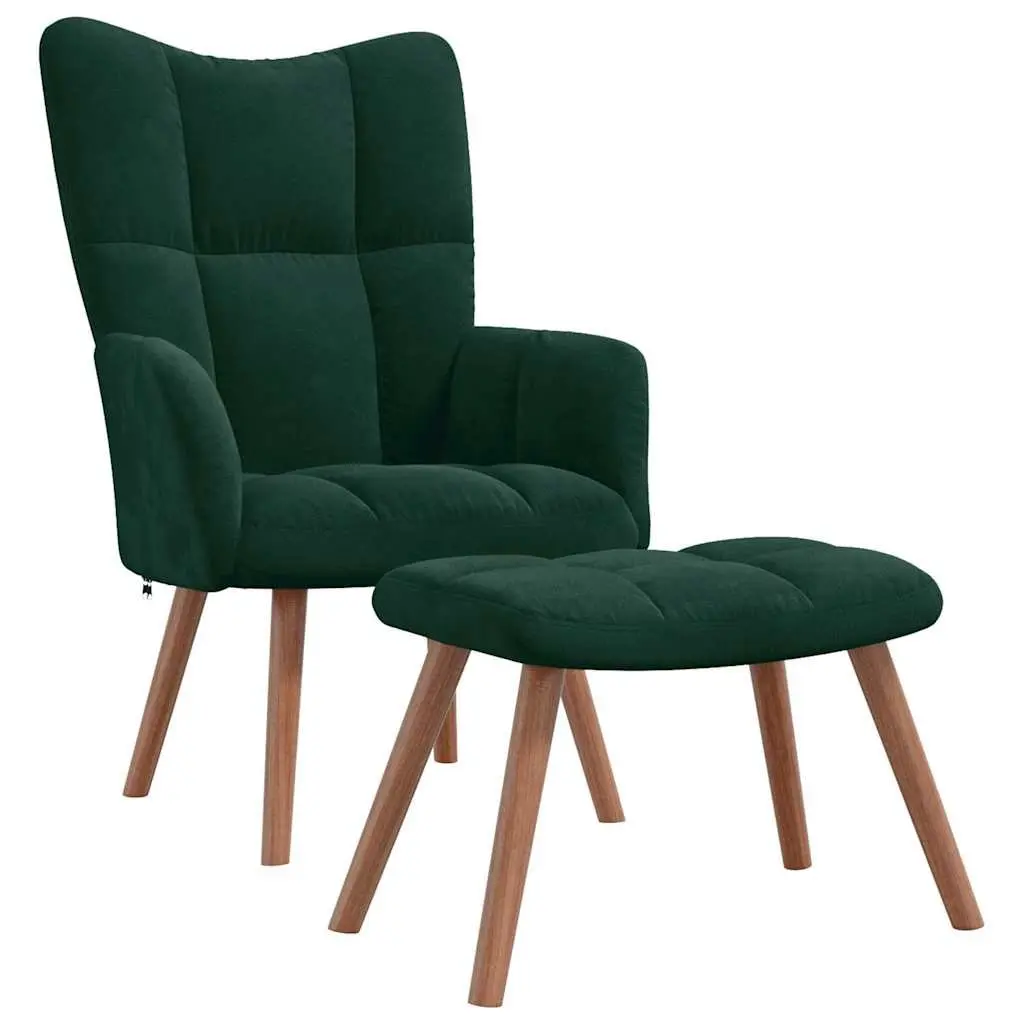 Padded Velvet Armchair with Stool for Living Spaces