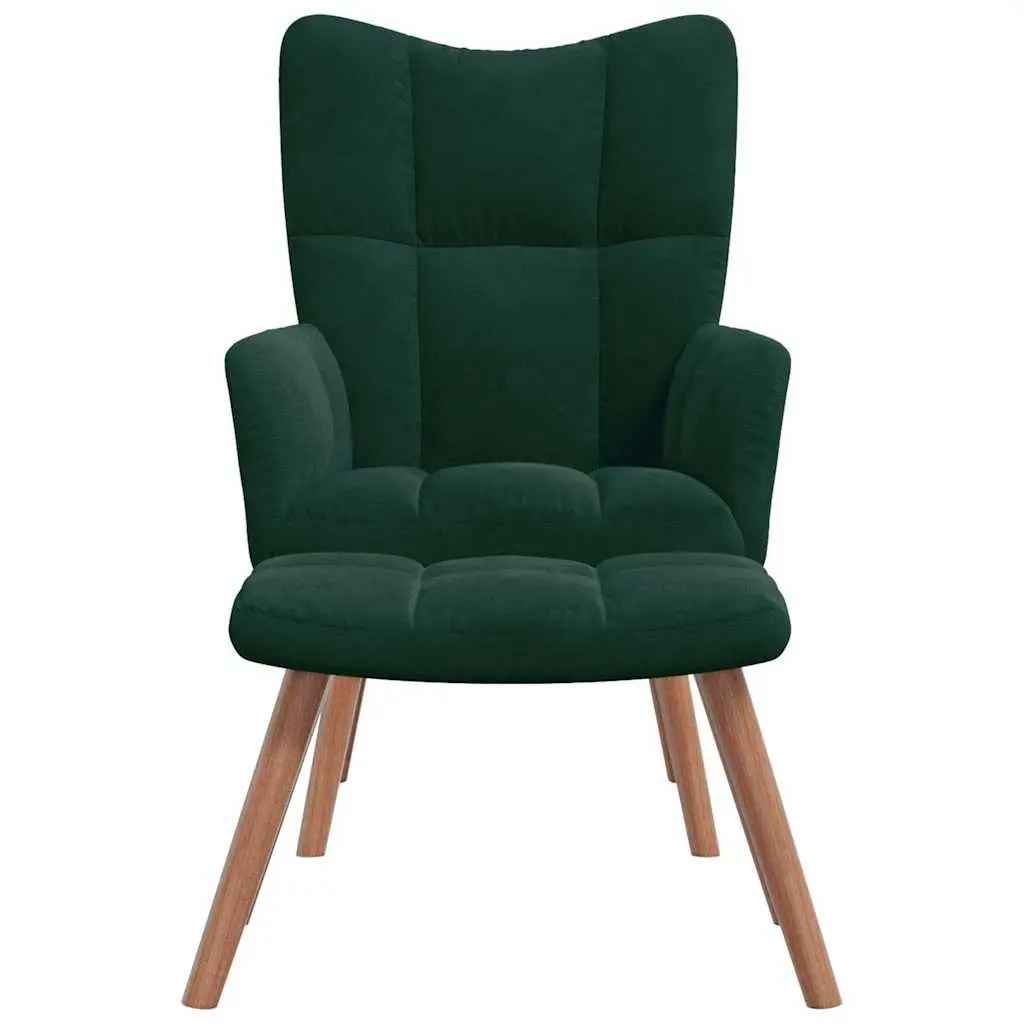 Padded Velvet Armchair with Stool for Living Spaces