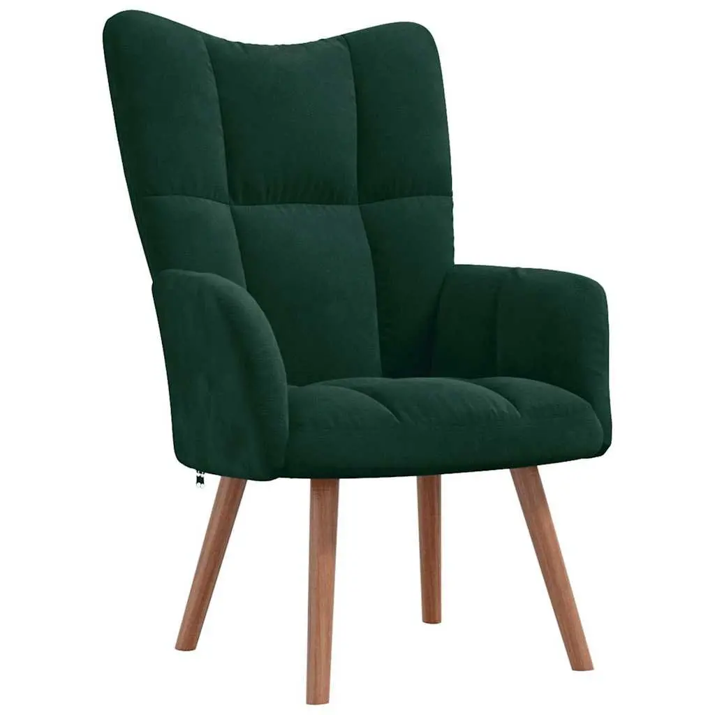Padded Velvet Armchair with Stool for Living Spaces