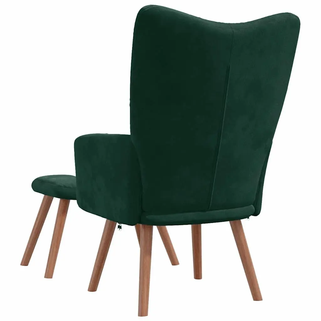 Padded Velvet Armchair with Stool for Living Spaces