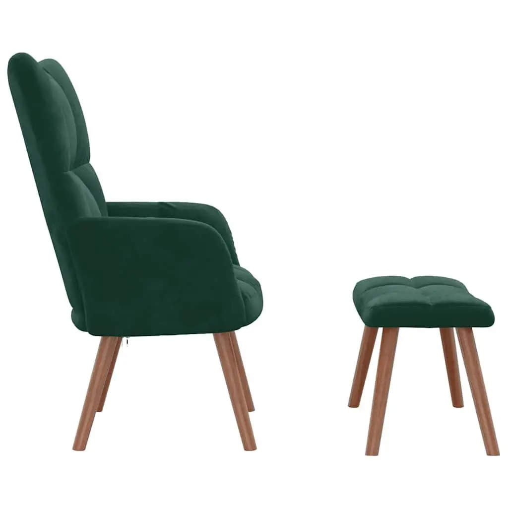 Padded Velvet Armchair with Stool for Living Spaces