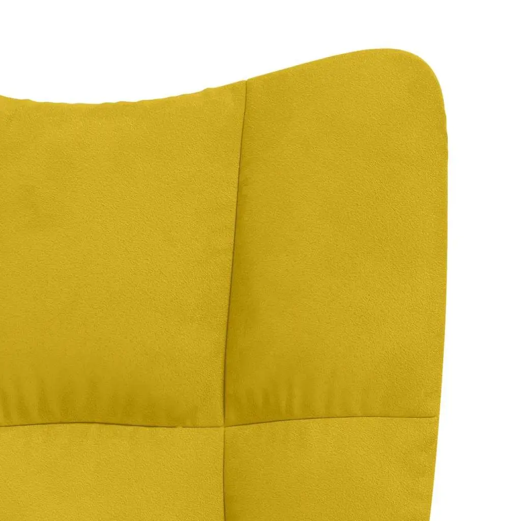 Mustard Yellow Velvet Relaxing Armchair with Footstool Padded Lounge Chair Set