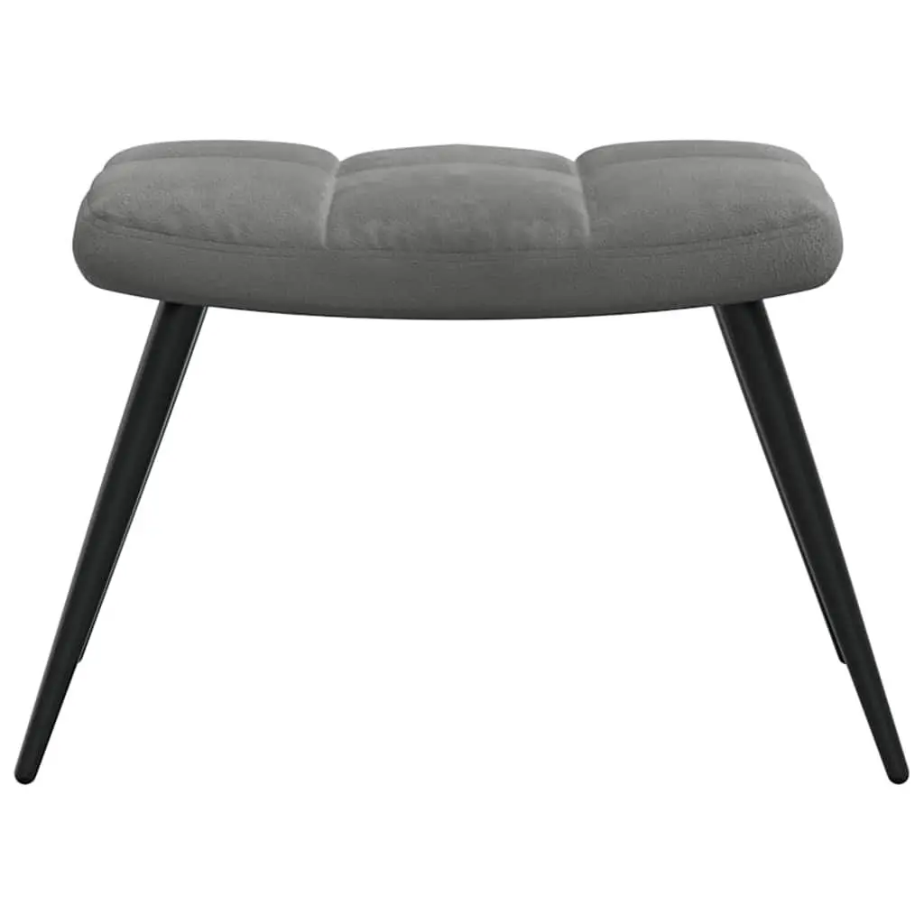 Armchair Velvet Dark Grey with Stool Steel Frame