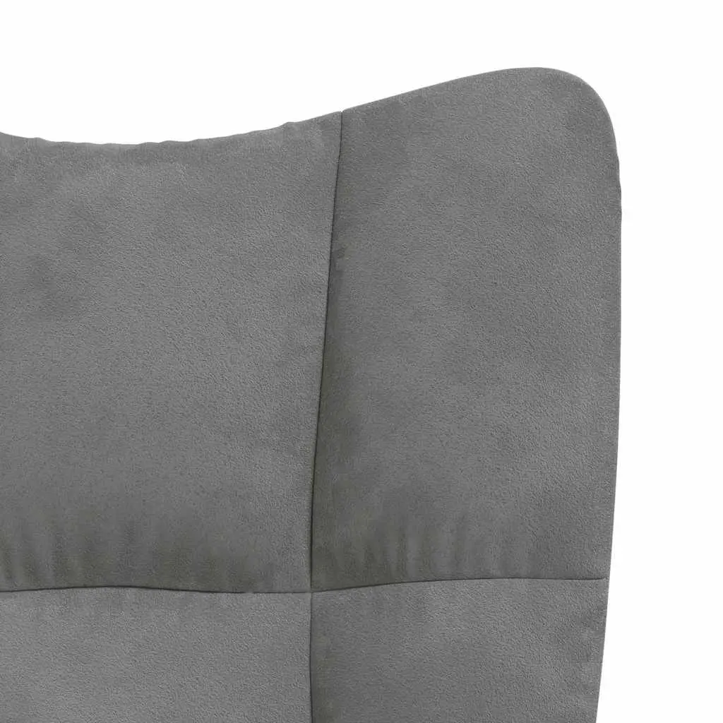 Armchair Velvet Dark Grey with Stool Steel Frame