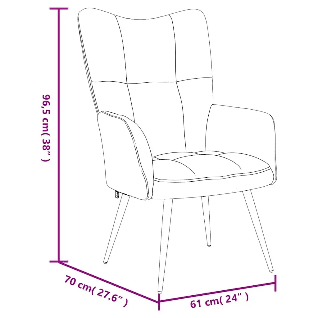 Armchair with Stool Black Velvet Relaxing Chair Accent Lounge Chair Footstool