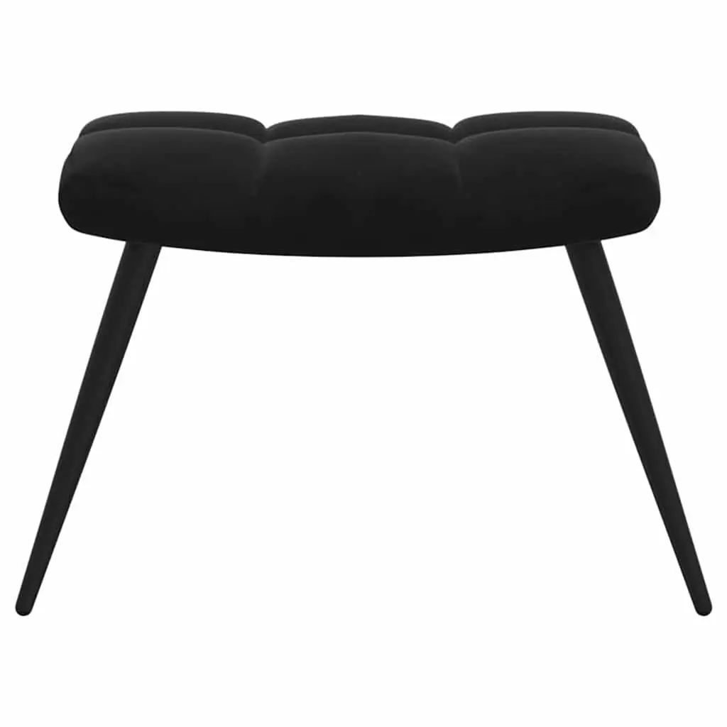 Armchair with Stool Black Velvet Relaxing Chair Accent Lounge Chair Footstool