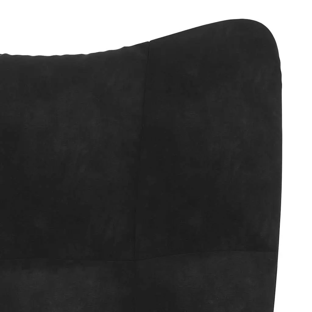 Armchair with Stool Black Velvet Relaxing Chair Accent Lounge Chair Footstool