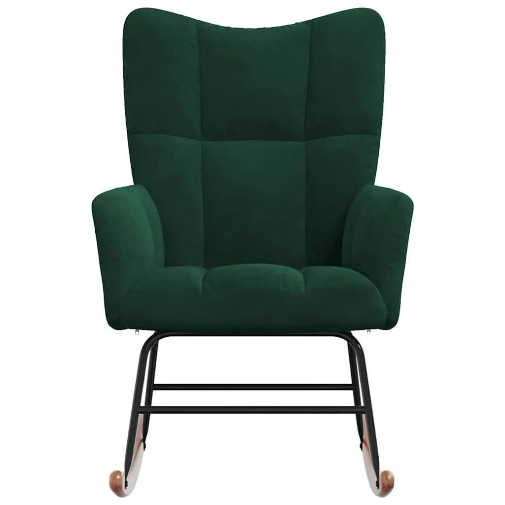 Rocking Chair Velvet Upholstered Green Modern Living Room Padded Armchair