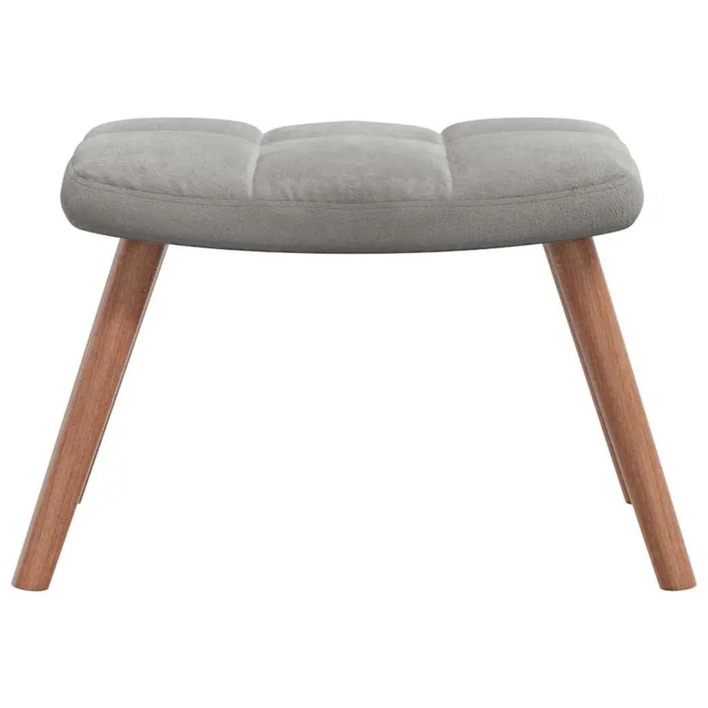 Rocking Chair with Stool Light Grey Velvet Armchair Living Room Relaxing Seat