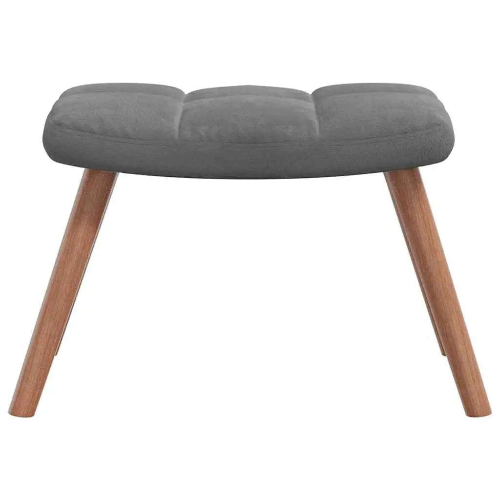 Rocking Chair Velvet Upholstered Padded Armchair with Stool Dark Grey Steel Frame Wooden Rocking Rails