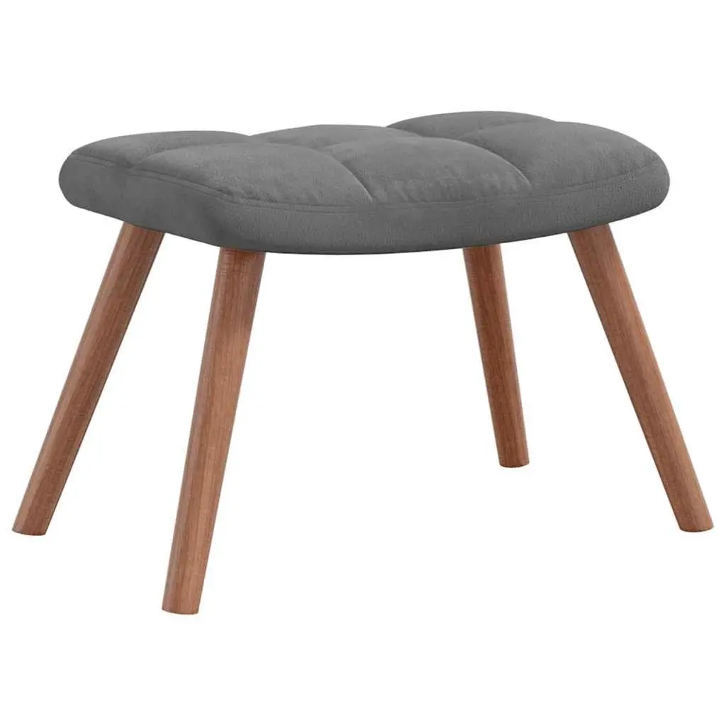 Rocking Chair Velvet Upholstered Padded Armchair with Stool Dark Grey Steel Frame Wooden Rocking Rails