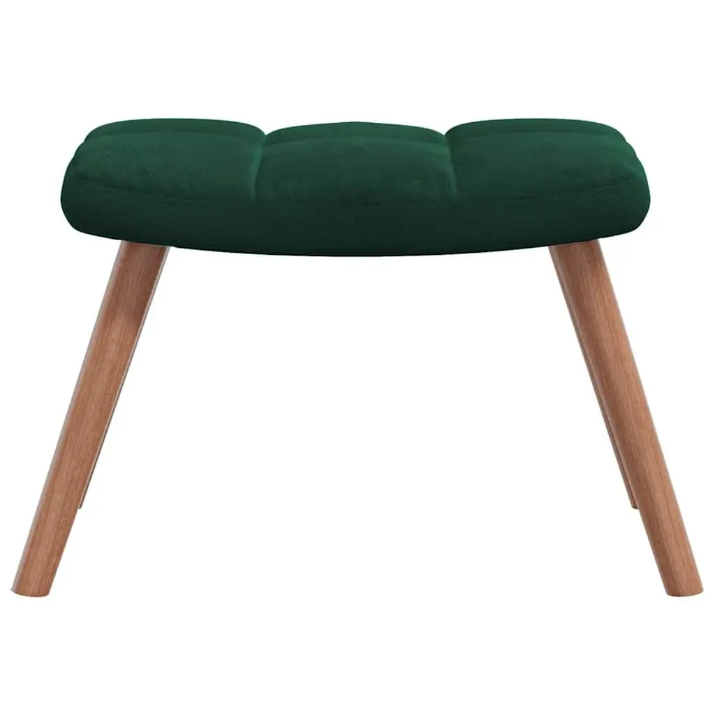 Rocking Chair and Stool Velvet Dark Green Block Detailing