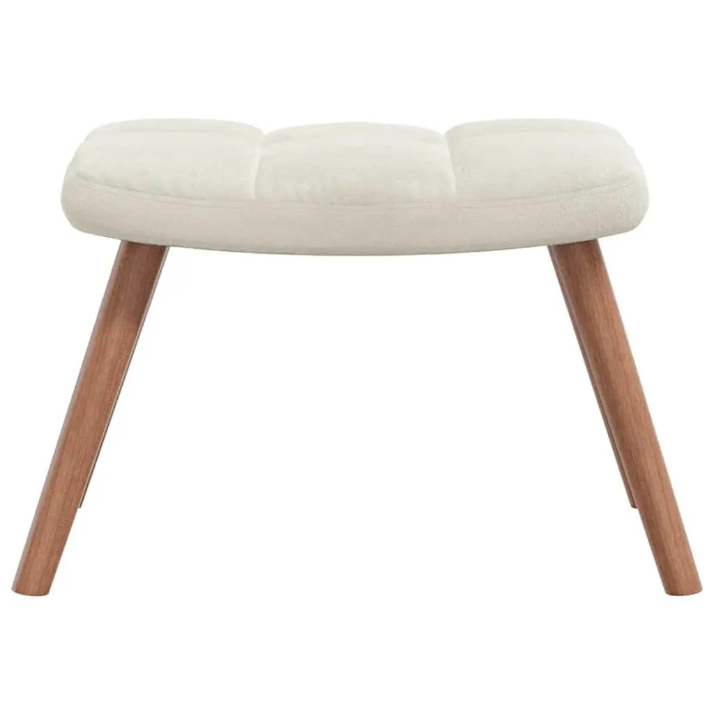 Rocking Chair Velvet Cream White with Stool Steel Frame Wooden Rocking Rails