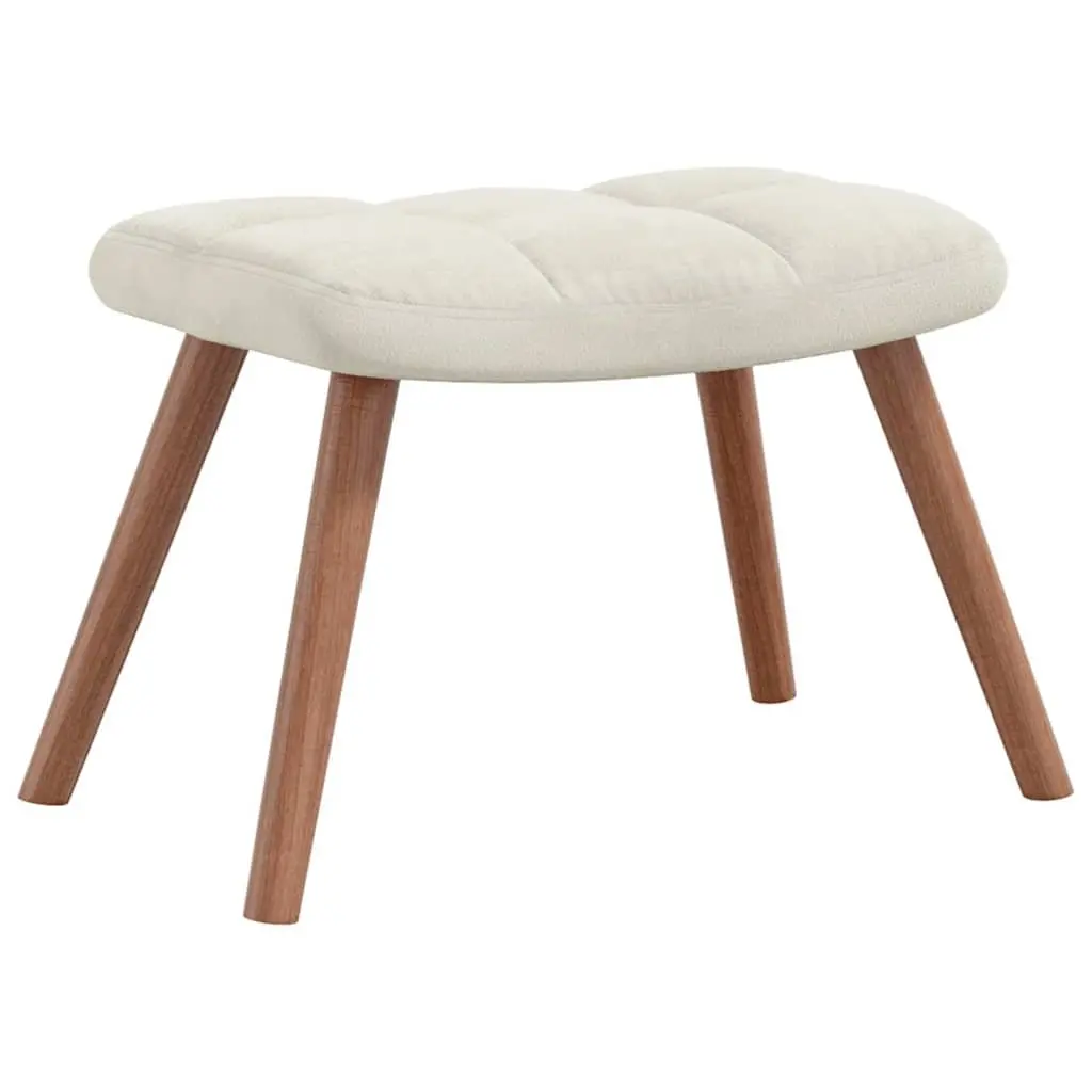 Rocking Chair Velvet Cream White with Stool Steel Frame Wooden Rocking Rails