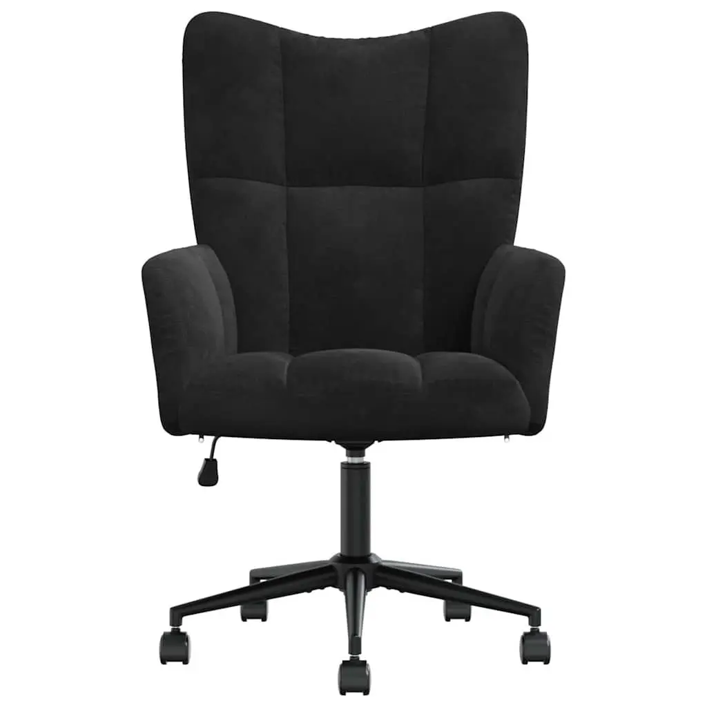 Relaxing Chair Velvet Black Adjustable Height Swivel Armchair