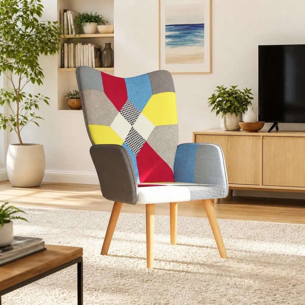 Multicolour Patchwork Armchair for Living Spaces
