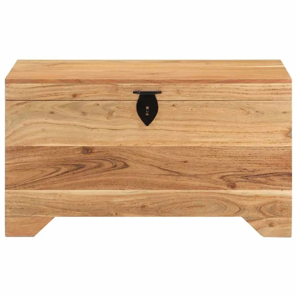 Acacia Wood Storage Chest Brown Wooden Box Multipurpose Side Table Bench with Latch Handles