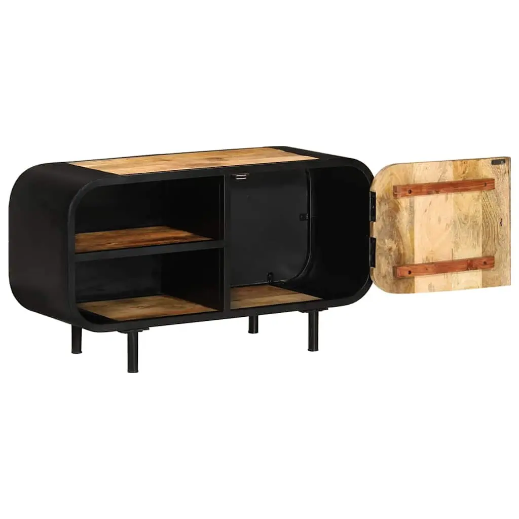 TV Cabinet Rough Mango Wood 90x30x48 cm Brown Industrial Style Storage Unit