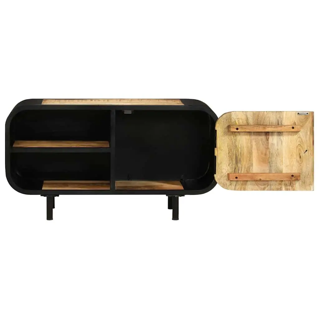 TV Cabinet Rough Mango Wood 90x30x48 cm Brown Industrial Style Storage Unit