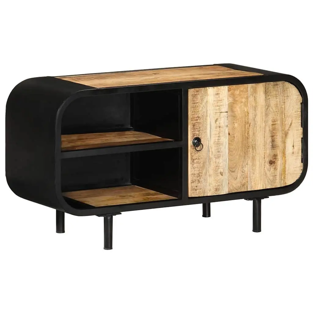 TV Cabinet Rough Mango Wood 90x30x48 cm Brown Industrial Style Storage Unit