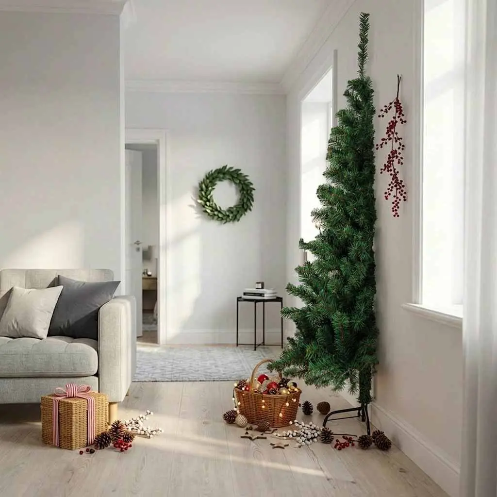 Artificial Half Christmas Tree PVC 240cm Green Wall-Mount