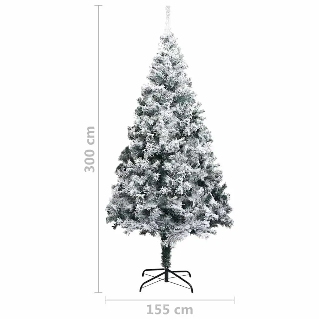 Artificial Christmas Tree 300cm Flocked Snow Green PVC Branches Adjustable