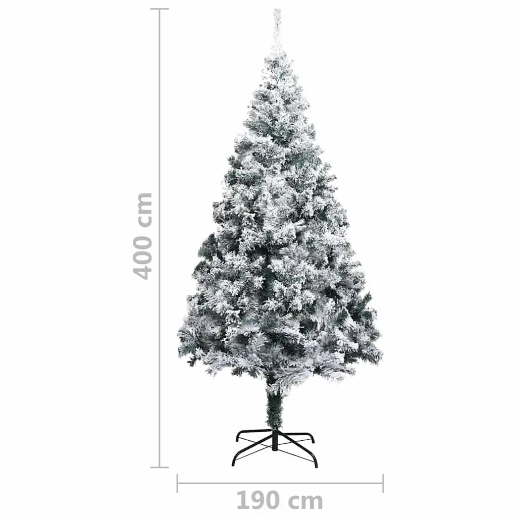 Flocked Snow Green PVC Artificial Christmas Tree 400cm with Adjustable Branches