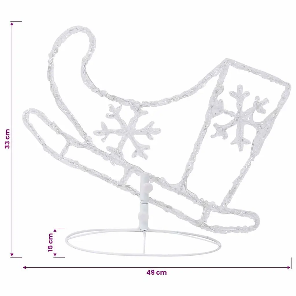 Christmas Decoration Blue Acrylic Sleigh with Flying Reindeer 260cm LED Lights for Indoor Outdoor Use