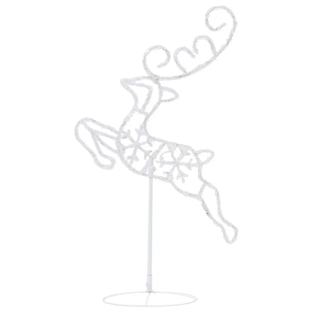 Christmas Decoration Acrylic Flying Reindeer Sleigh Outdoor LED Lights Multicolour 260x21x87cm