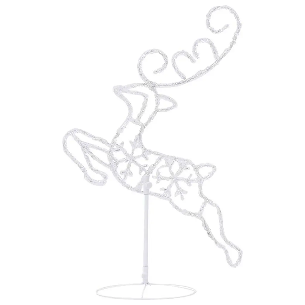 Christmas Decoration Acrylic Flying Reindeer Sleigh Outdoor LED Lights Multicolour 260x21x87cm
