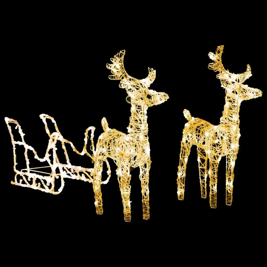 Christmas Decoration Reindeer Sleigh LED Lights 130 cm Warm White Outdoor