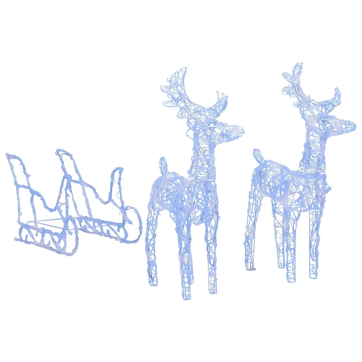 Christmas LED Light Decoration Reindeer Sleigh 130 cm Weatherproof Blue Acrylic PVC