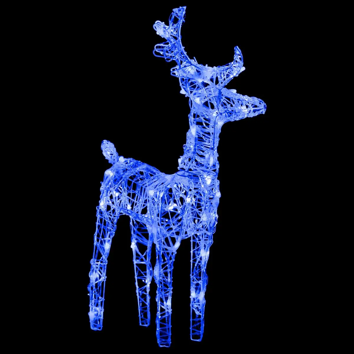 Christmas LED Light Decoration Reindeer Sleigh 130 cm Weatherproof Blue Acrylic PVC