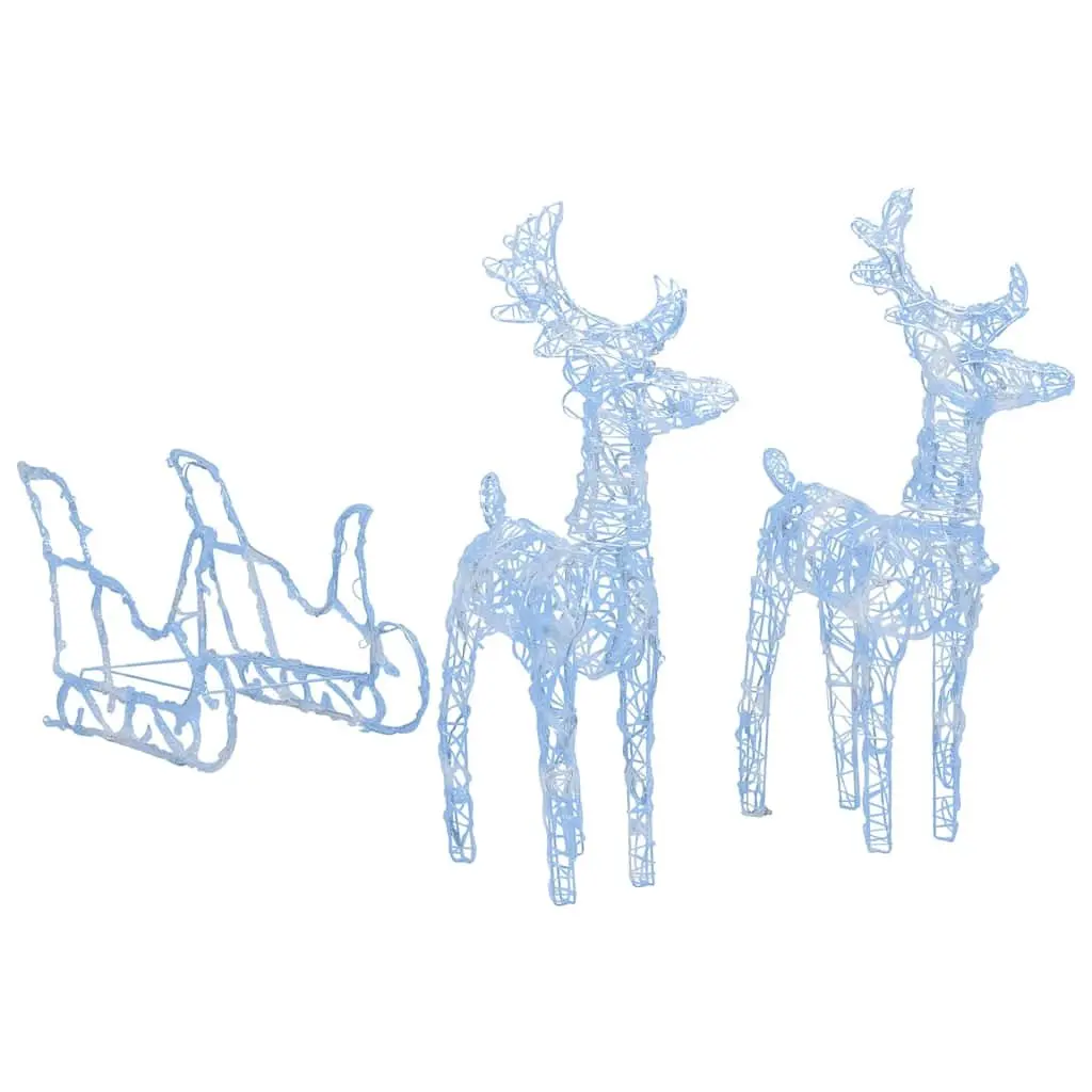 Christmas LED Light Decoration Reindeer Sleigh 130 cm Weatherproof Blue Acrylic PVC