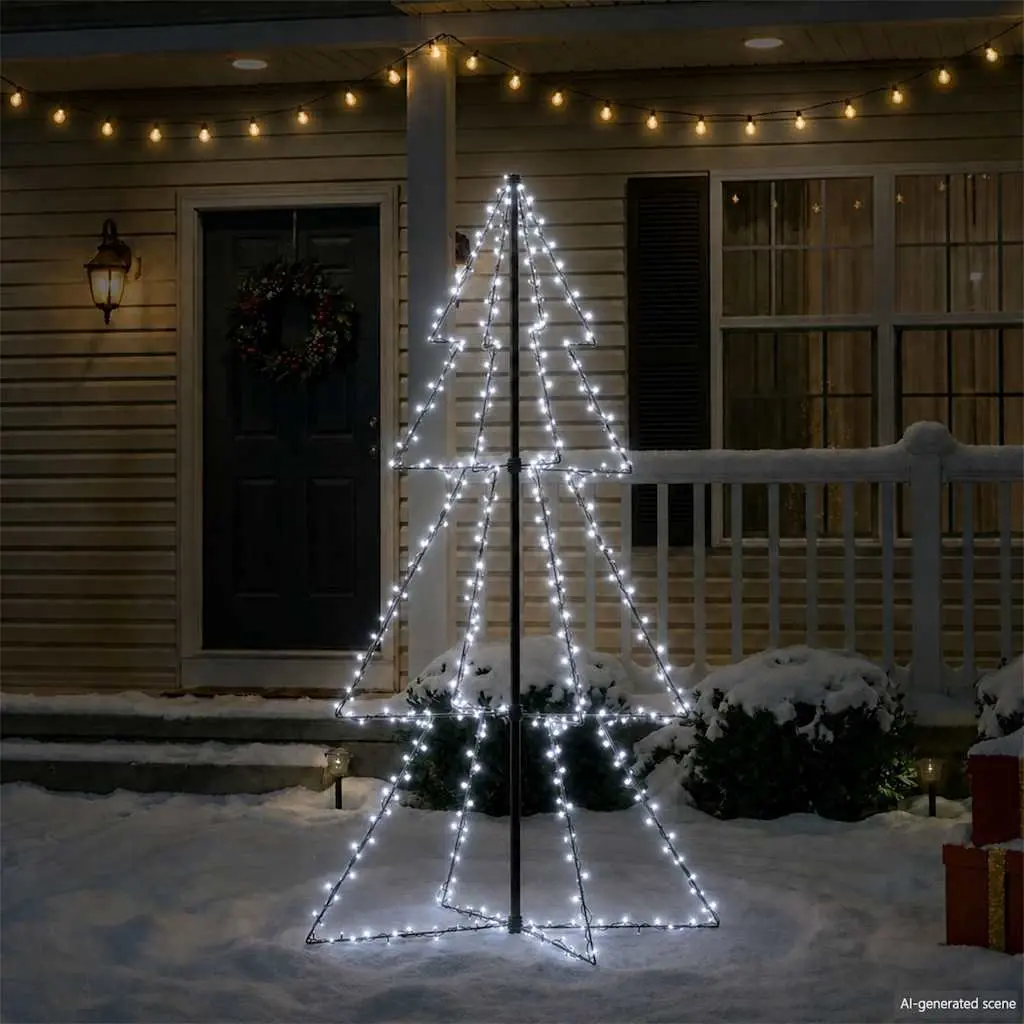 Christmas Cone Tree LED 200 Lights 98x150cm White Indoor Outdoor