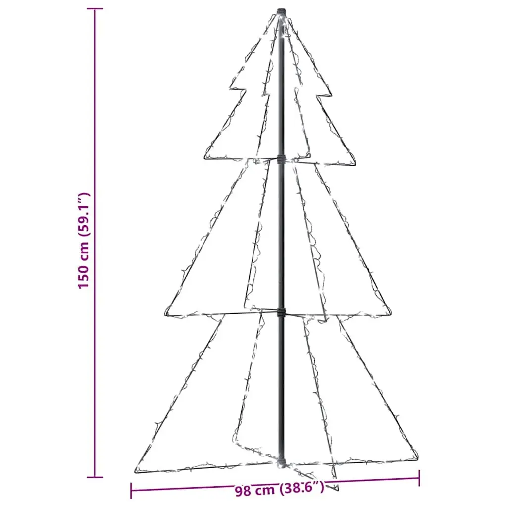 Christmas Cone Tree LED 200 Lights 98x150cm White Indoor Outdoor