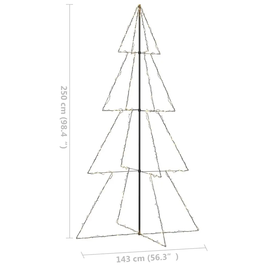 Christmas Cone Tree LED Lights 250cm 143cm White
