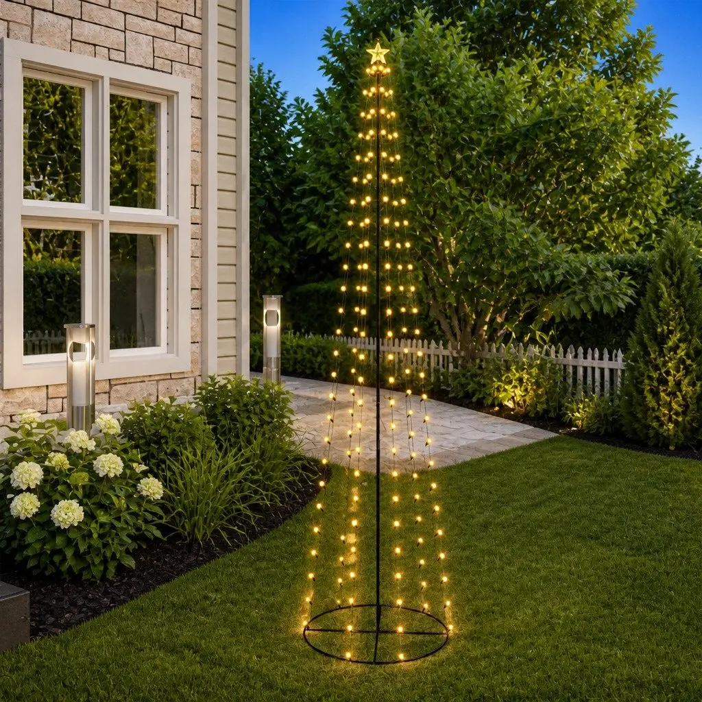 Christmas Cone Tree Water-Resistant 240 cm Warm White LED Indoor Outdoor Holiday