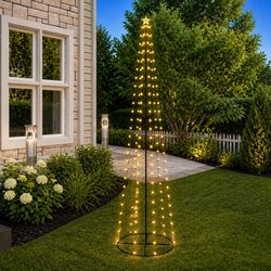 Christmas Cone Tree 136 Warm White LEDs Decoration Indoor Outdoor Holiday