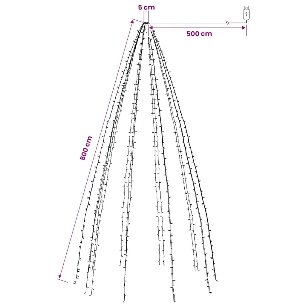 LED String Lights 500 Cold White Indoor Outdoor Christmas Tree Decoration 10m Length with 8 Lighting Effects
