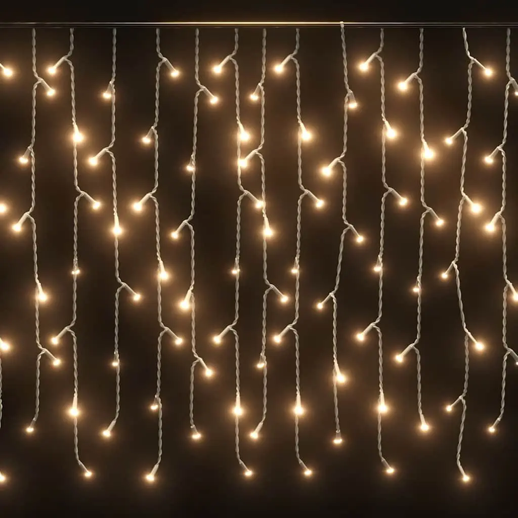 Icicle Curtain Lights Warm White 10m 400 LEDs Indoor Outdoor 8 Lighting Modes